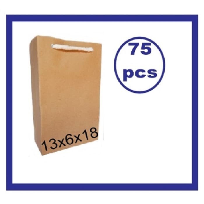 

Tas Kertas Paperbag Paper Bag 13x6x18 Coklat Polos 75pcs