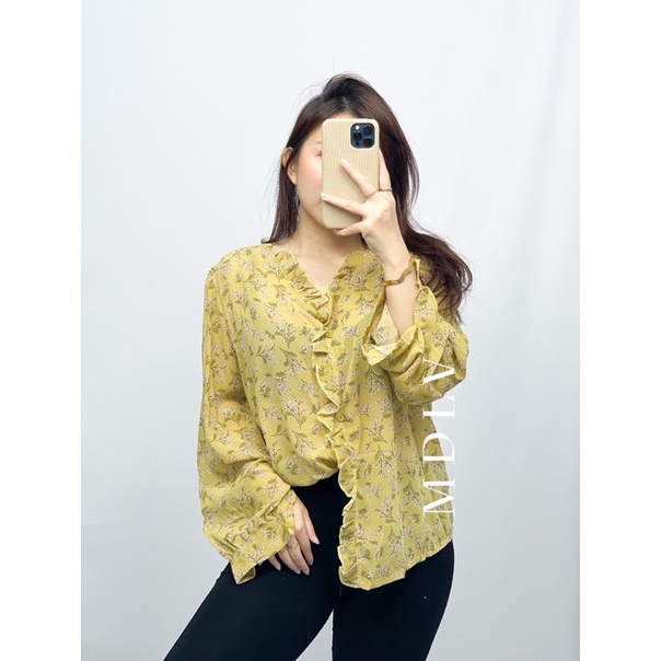 MDLV ~ 2600# Gabriel Floral Blouse Atasan Blouse Balon fashion Import