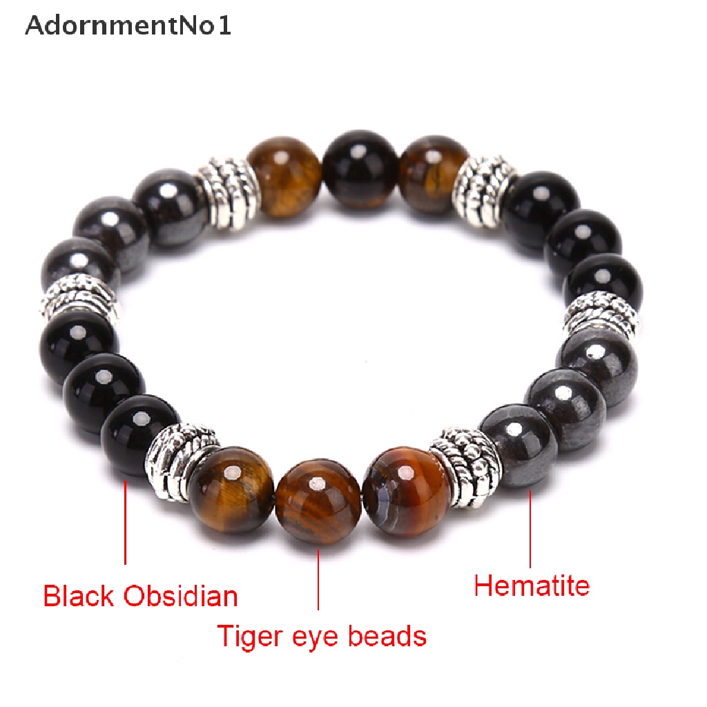 (AdornmentNo1) Gelang Manik Batu Hematite Obsidian Tiger Eye Alami Untuk Wanita