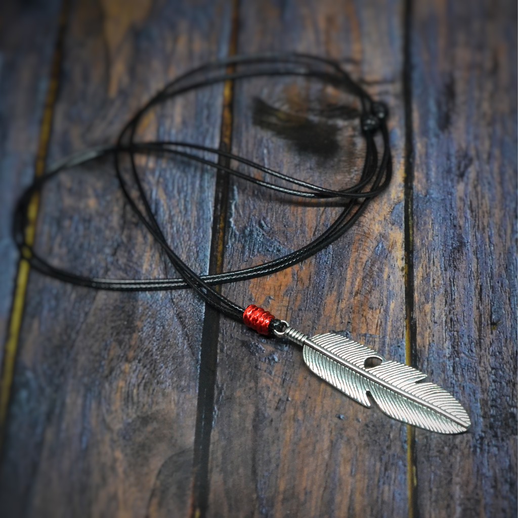 Kalung Pria Keren Feathers Bulu Silver 3 Dimensi Premium Murah