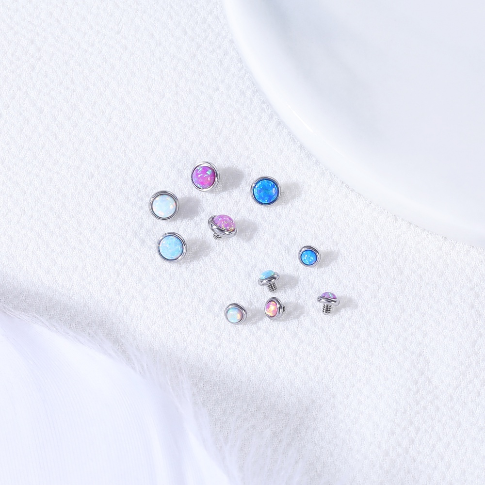 1pc Anting Tindik Bentuk Bunga / Hati / Batu Opal / Kristal Bahan Stainless Steel Untuk Wanita