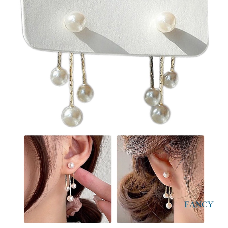 Anting Rumbai Kristal Zircon Mutiara Gaya Elegan Untuk Wanita