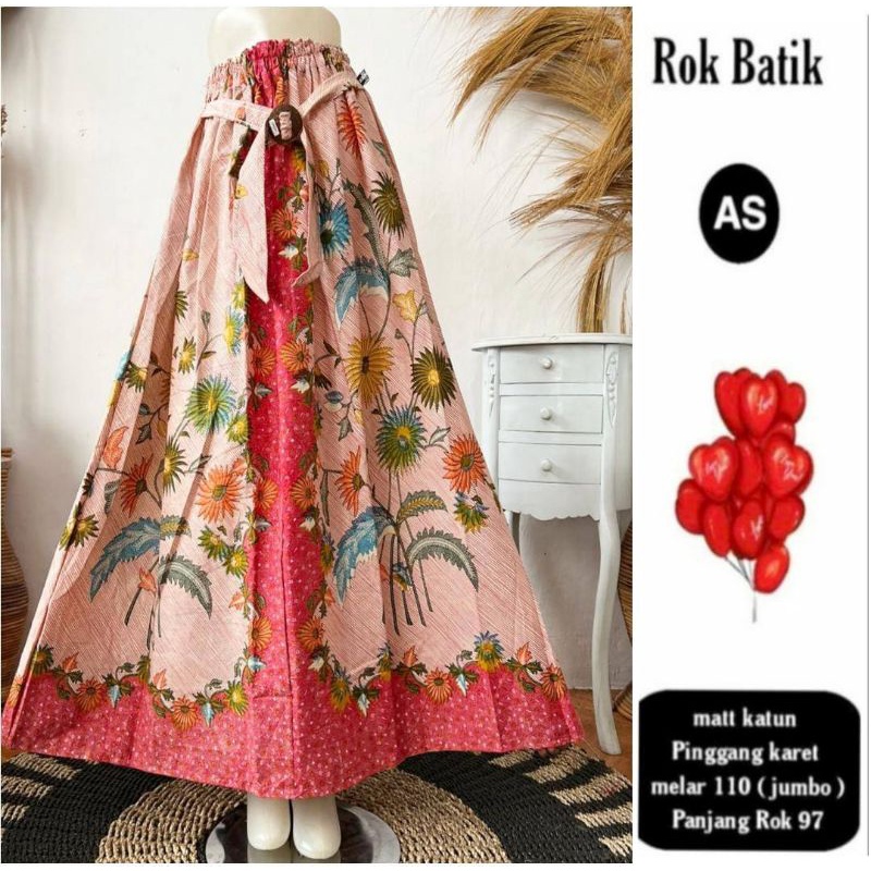 Rok Katun Motif Batik Wanita Remaja Dewasa Panjang Jumbo Fashion Muslim Kekinian Terbaru Pekalongan-12
