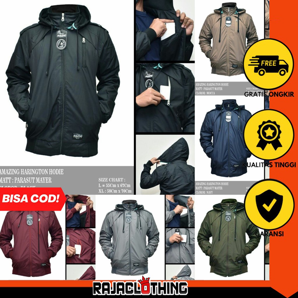 RCL - Jaket Parasut Pria / Harington// Hoodie ADVENTURE Kombinasi Dan Polos Serbaguna Hoodie