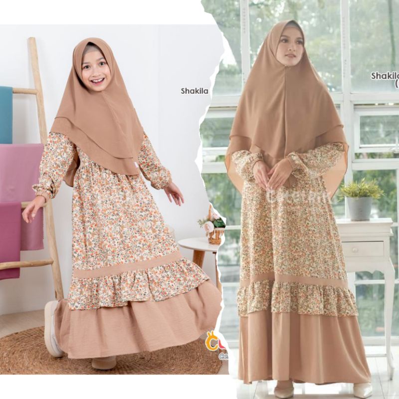 Gamis Couple Ibu Anak Rempel Eliza GS299  by Cutetrik / Baju Lebaran 2022 Ibu Anak Couple Cutetrik
