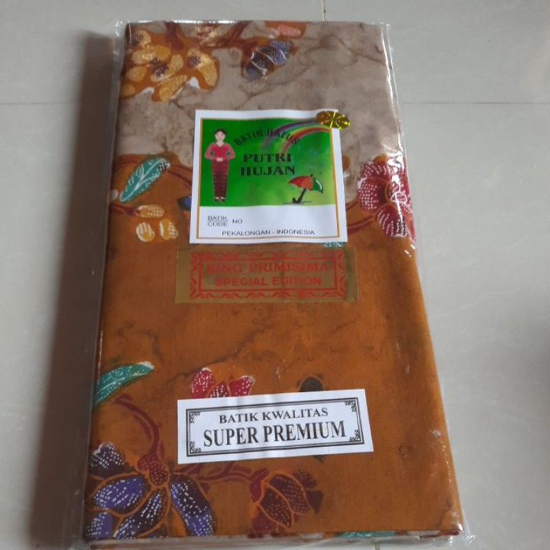 kain batik sarung pekalongan cap kombinasi tulis tlasah blok putih-Tumpal coklat bk