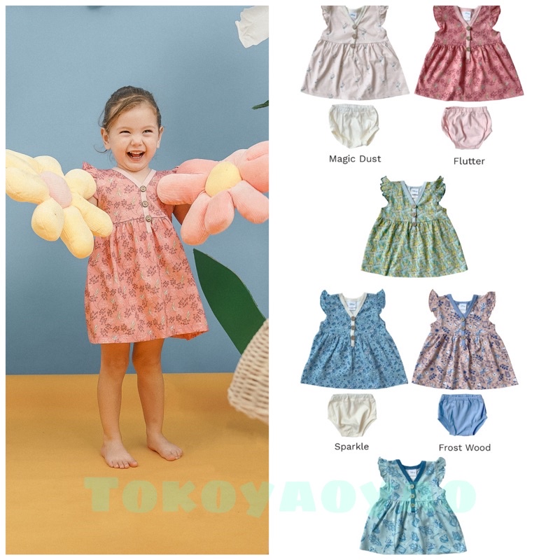 Bohopanna Ruffle Dress Disney Tinkerbell Dress Anak Perempuan