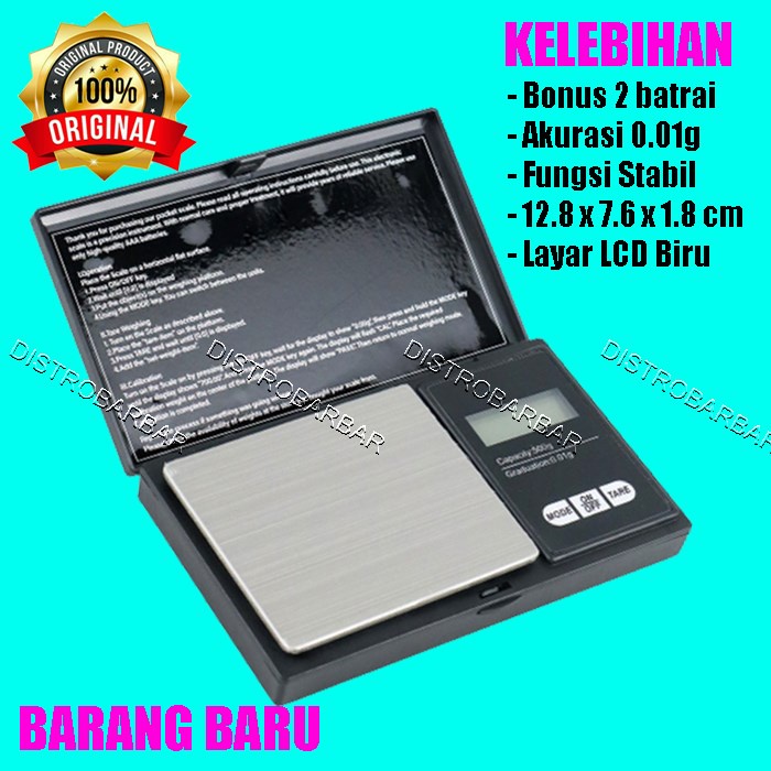 Timbangan Emas Mini Digital Akurasi 0.01g 500g - Black