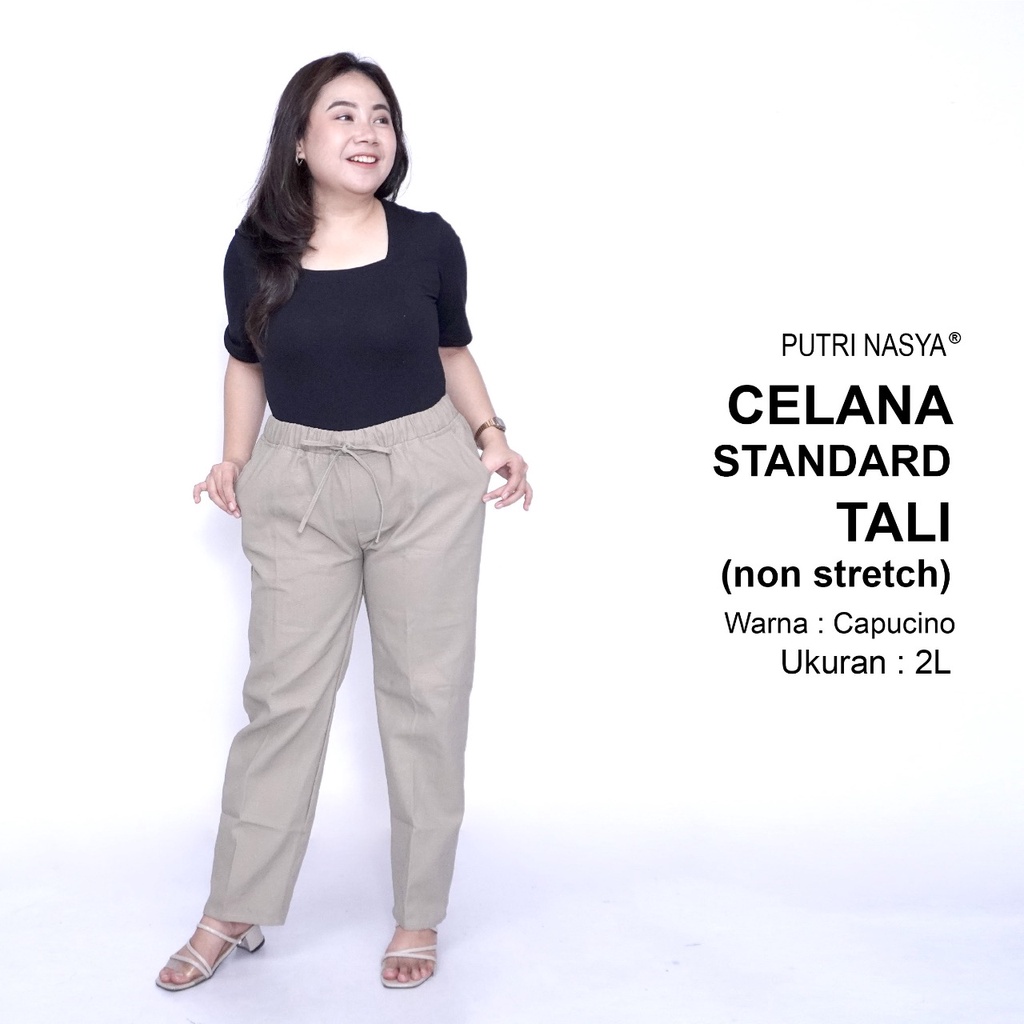 Celana Kerja Kantor Standard Tali (NON STRETCH) Bigsize 8L,6L,5L,4L,2L,XL, all size, / Celana Wanita Jumbo / Celana Kerja Seragam Wanita Big / Celana Bahan Wanita Formal Super Jumbo Kekinian / Celana Bahan Katun Kantor Kekinian Terbaru Karet Big Wanita