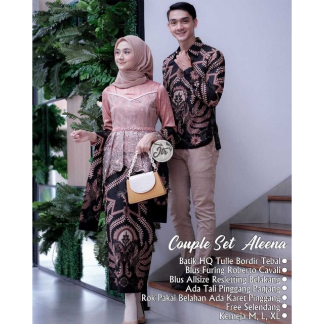 COUPLE SET KEBAYA BATIK MODERN SET ALEENA PINK BAJU TUNANGAN WISUDA LAMARAN