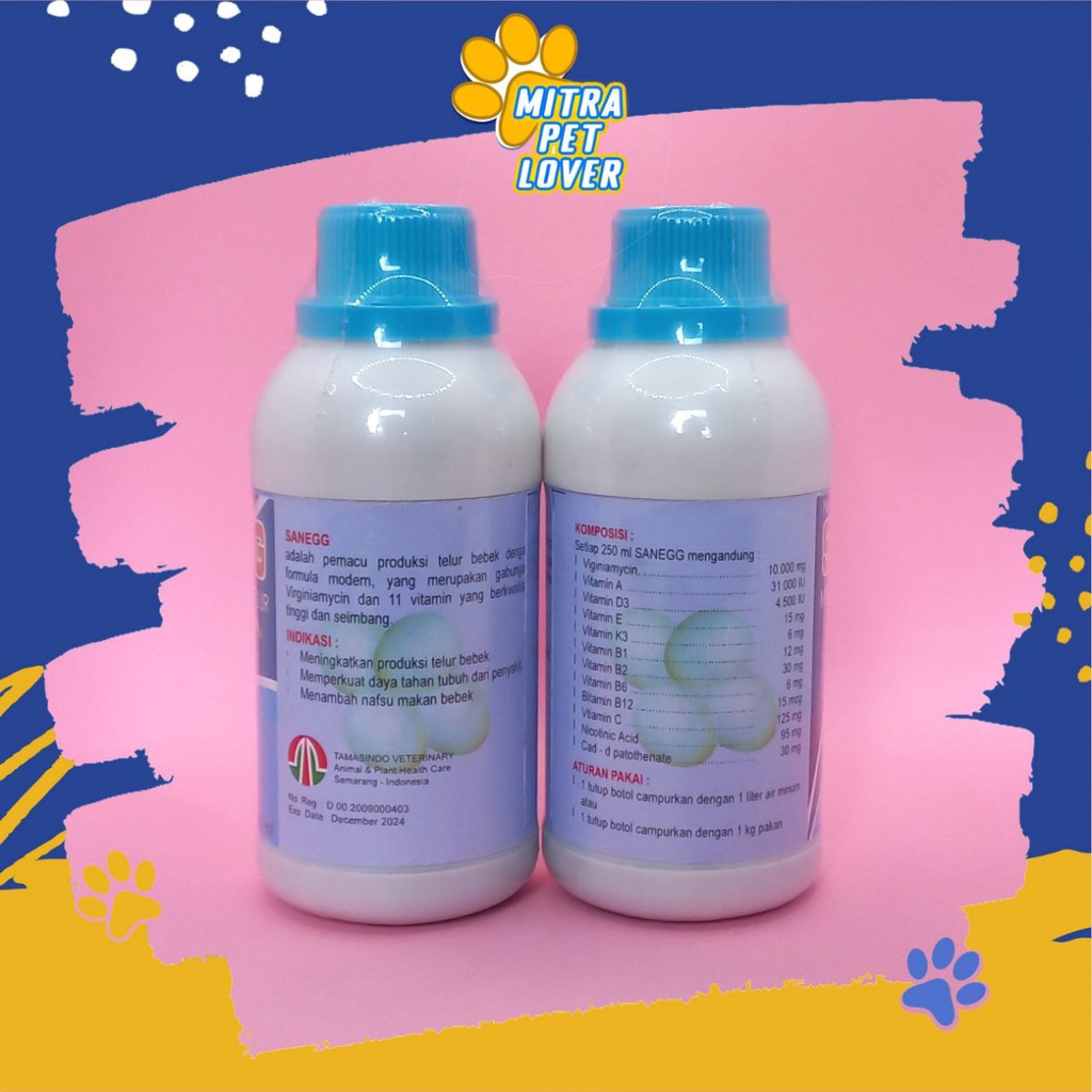 PEMACU PRODUKSI TELUR BEBEK - SAN EGG LIQUID 250 ML - CEPAT BERTELOR BANYAK, TAMBAH NAFSU MAKAN &amp; IMUN DAYA TAHAN TUBUH - MURAH GARANSI KUALITAS ASLI ORIGINAL - ITIK DUCK UNGGAS SANEGG NUTRISI - PET TAMASINDO SUPLEMEN OBAT &amp; VITAMIN TERNAK MITRAPETLOVER