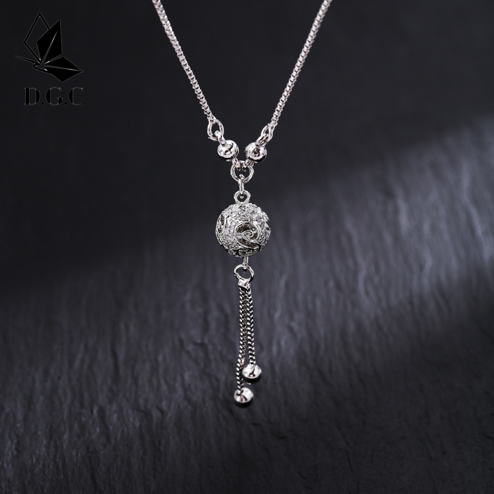 ✅✨COD Kalung Hijab Titanium Anti Karat  Liontin Silver Bola  Motif huruf Gaya Unik Fashion Necklace korean style aksesoris Wanita/Pria D109