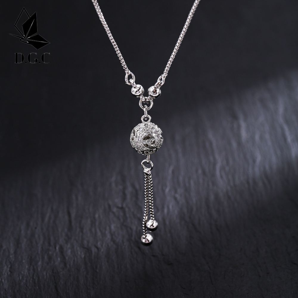 COD Kalung Titaniun Wanita Permata Perhiasan Lapis Silver 18k Perak Murah Korea D109