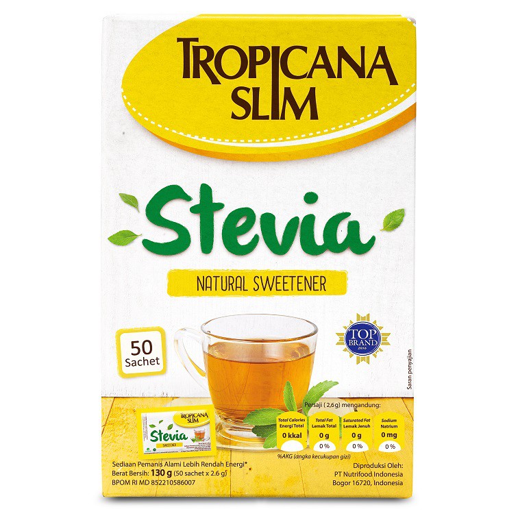 

Sweetener Tropicana Slim Stevia Isi 50 Sachet