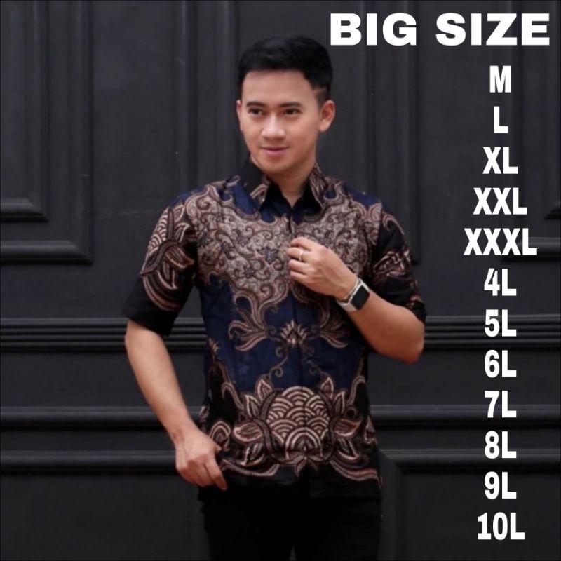 KEMEJA BATIK PRIA/BATIK PRIA/BATIK PRIA JUMBO/HEM BATIK PRIA JUMBO LENGAN PENDEK M L XL XXL 3XL 4XL 5XL 6XL 7XL 8XL 9XL 10XL