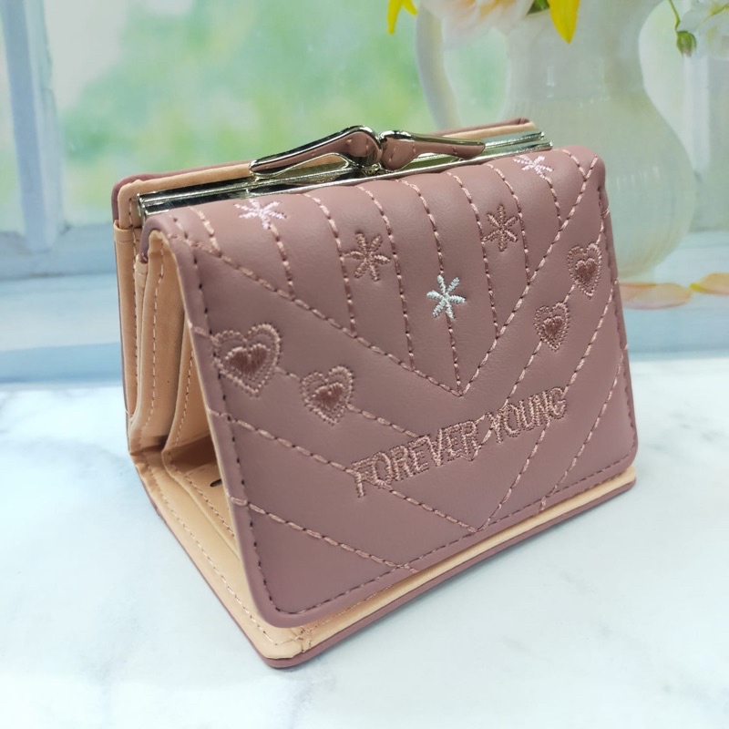 DOMPET WANITA KECIL IMPORT FOREVER YOUNG LIPAT BEHEL BANDUL