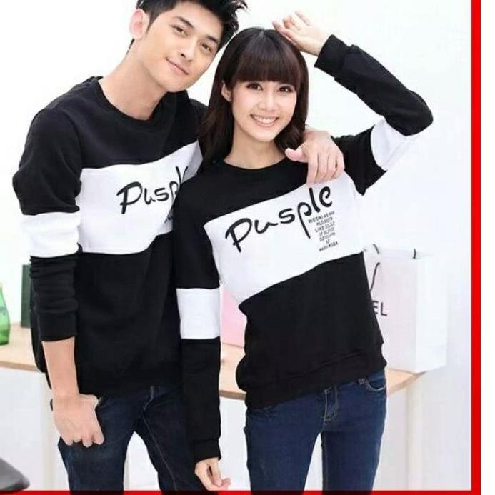 Big Sale.. LUCKY-Baju Couple Lengan Panjang Pusple-Sweater Couple-Sweater Pasangan Cowok dan Cewek -