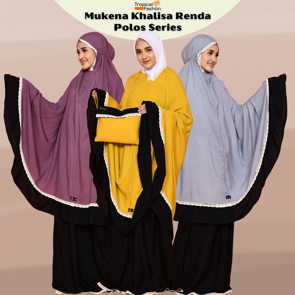 Mukena Khalisa Renda Polos 2 in 1 Bahan Rayon Janger Premium By Zahwa