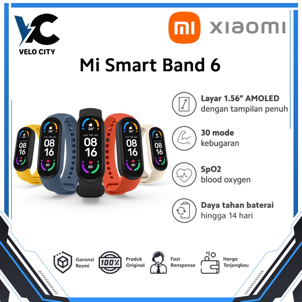 Xiaomi Mi Band 6 AMOLED Smart Band SpO2 Blood Oxygen Garansi Resmi TAM