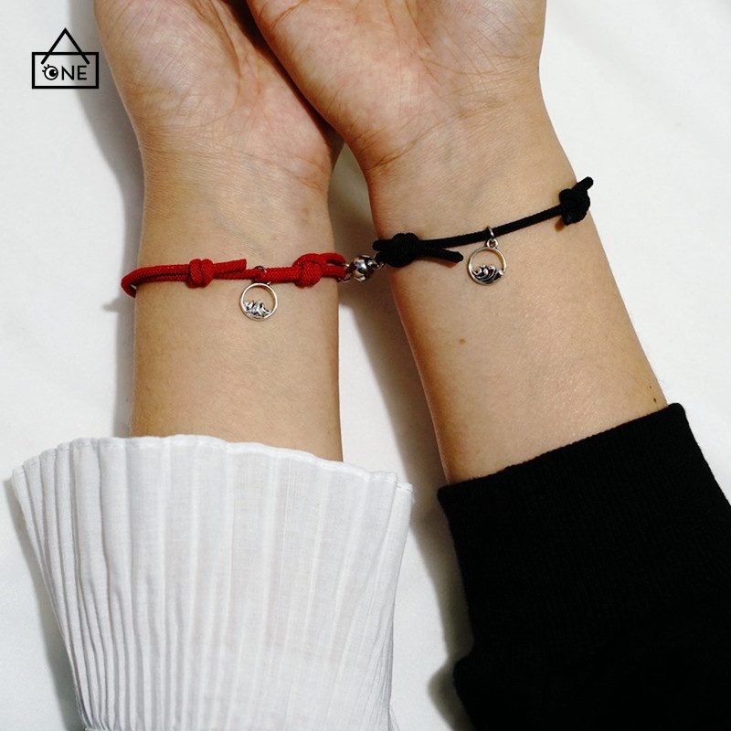 【A.one❤️COD】2 Pcs Gelang Couple Magnet Tali Unisex Yang Dapat Gelang Disesuaikan Korea Persahabatan Wanita Pria hadiah