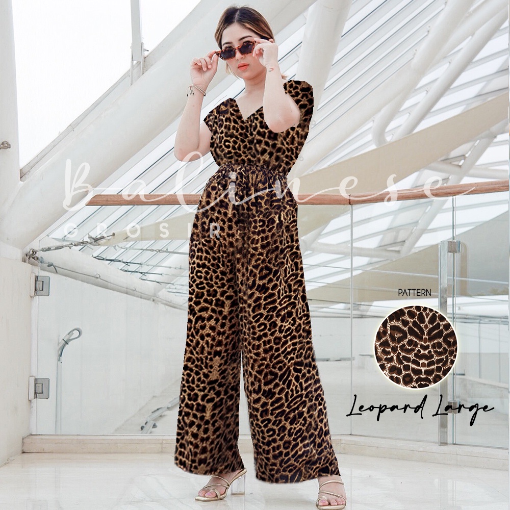 Setelan Baju Crop dan Celana Kulot Panjang / Set Tie dye Leopard Polka