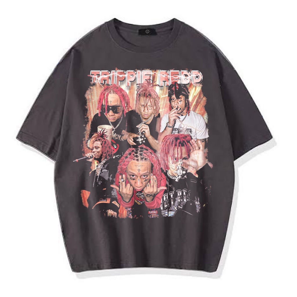 KAOS OVERSIZE TRIPPIE REDD LOVE SCARS VINTAGE RAP TEE ( DARK GREY T-SHIRT )