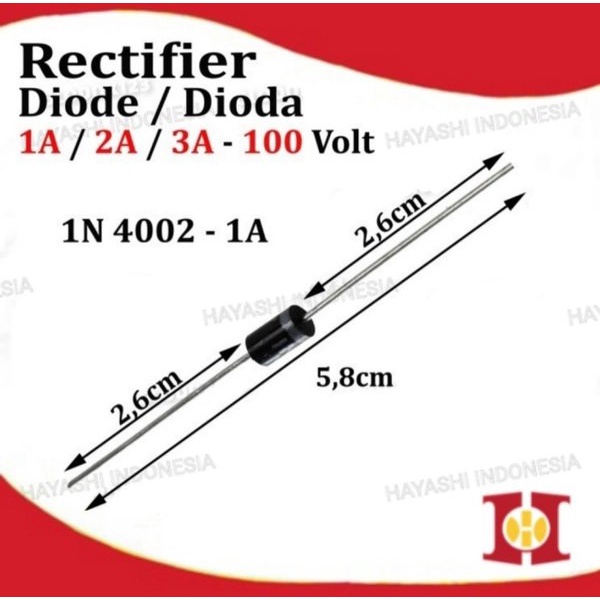 Diode Dioda Rectifier 1N4002 1N5392 1N5401 1A 2A 3A Ampere 100V Volt-100pcs