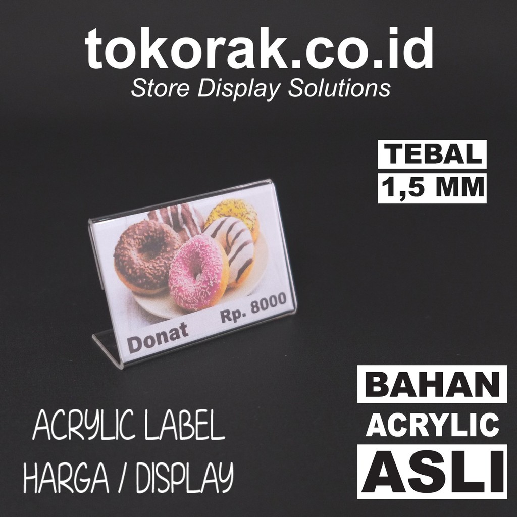 ACRYLIC LABEL HARGA 4X6CM/10PCS DISPLAY PRICE TAG CARD DATA MINIMARKET