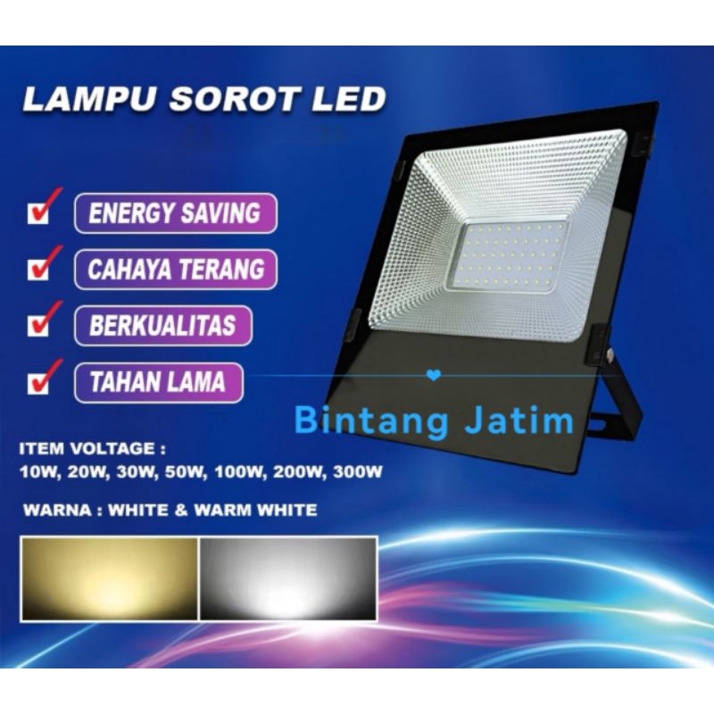 Kap Lampu Led Sorot / Lampu Tembak Flood Light/ Lampu Sorot 10W/20W/30W/50W/100W/200W/300W/500W