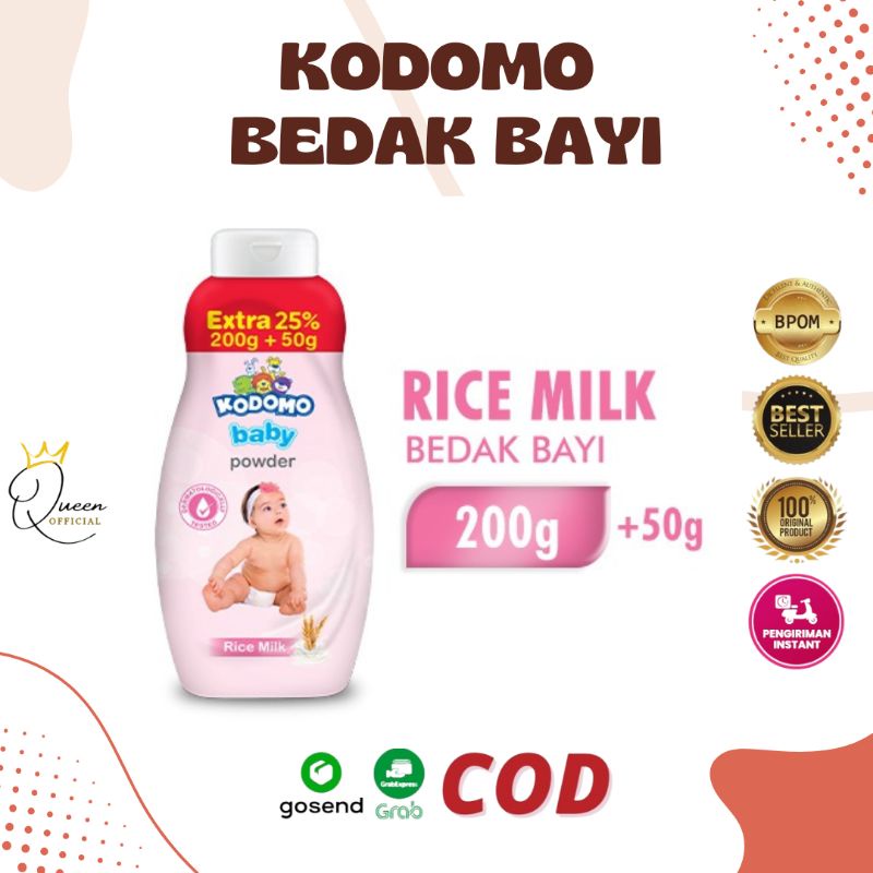 Kodomo Baby Powder Rice Milk - Bedak Bayi Pink 200+50gr