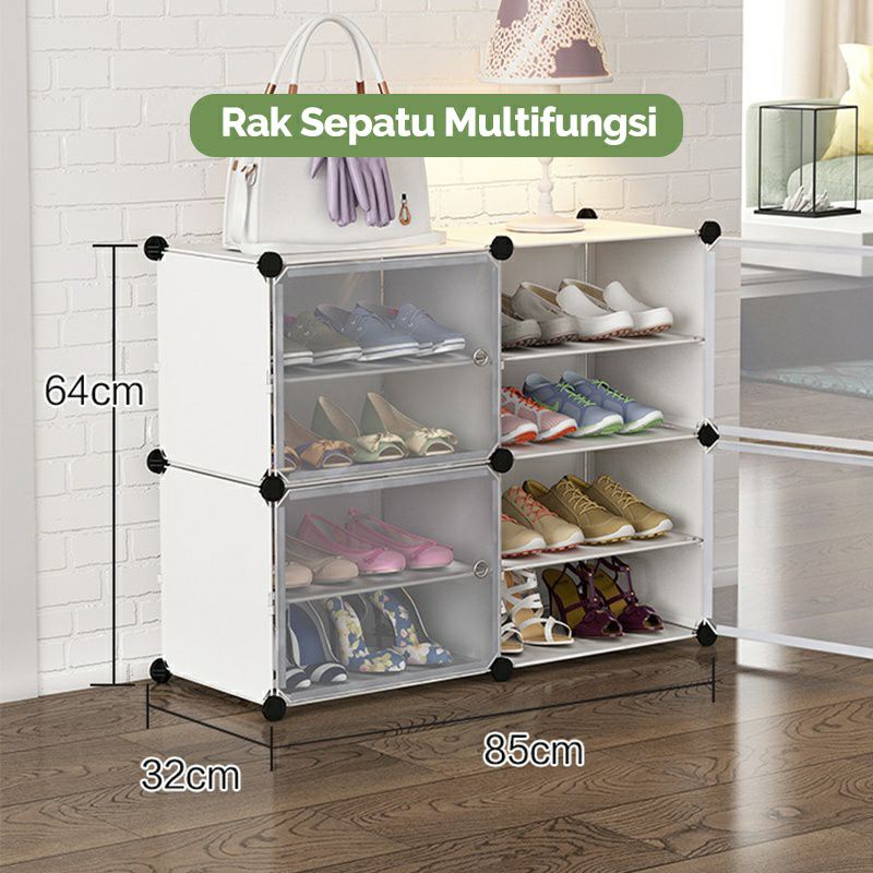 TERLARIS Rak Sepatu Anti Debu 4 Layer/Rak sepatu Susun Tebal Shoe Rack Portable Serbaguna / Rak sepatu pintu portable anti debu