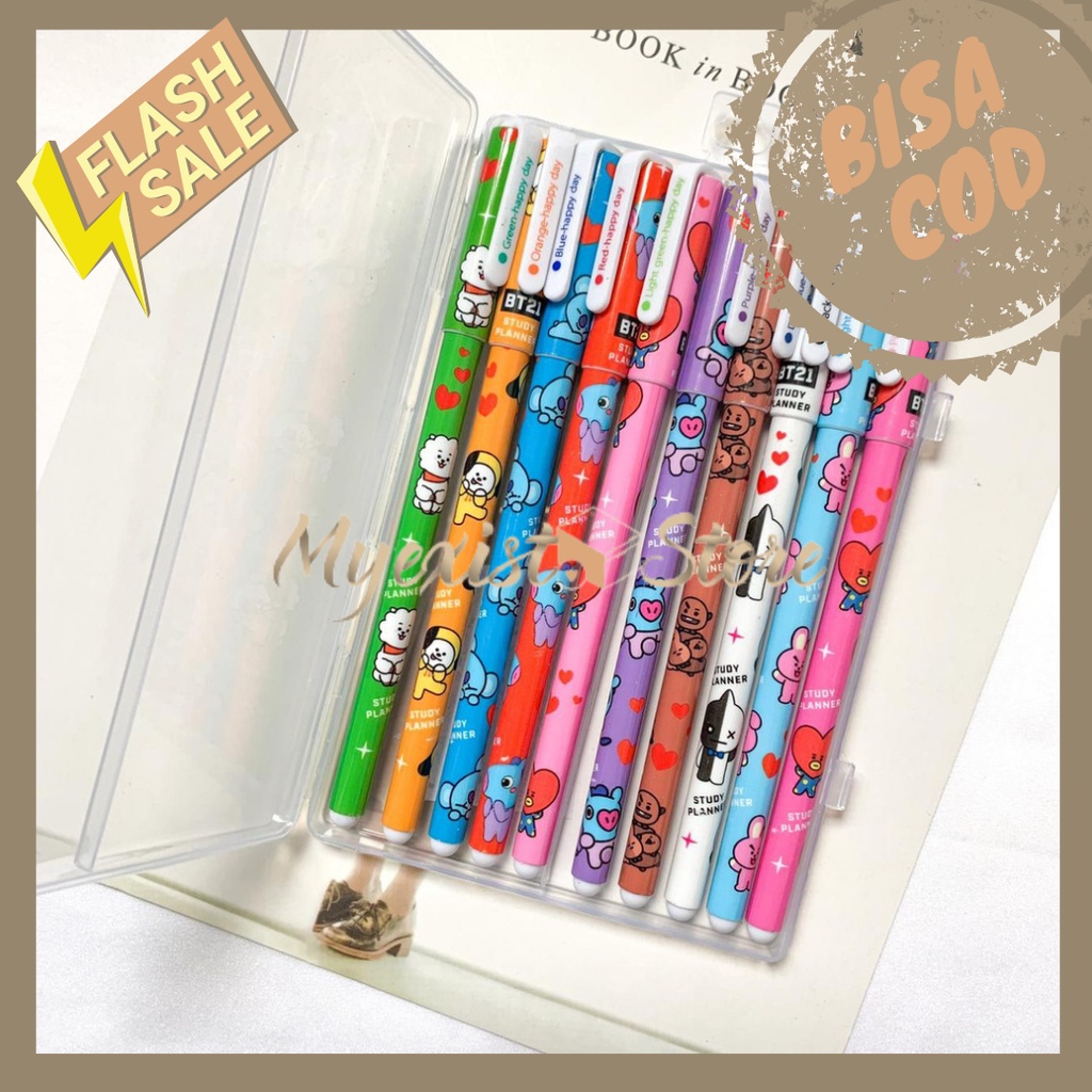 

Pulpen Gel pen bolpen marble KARAKTER BT21 KPOP BANGTAN ARMY 1 Set Isi 10 pcs lengkap all varian kualitas premium Alat Tulis Kantor perlengkapan sekolah kado unik lucu murah grosir Produk Berkualitas IVN575