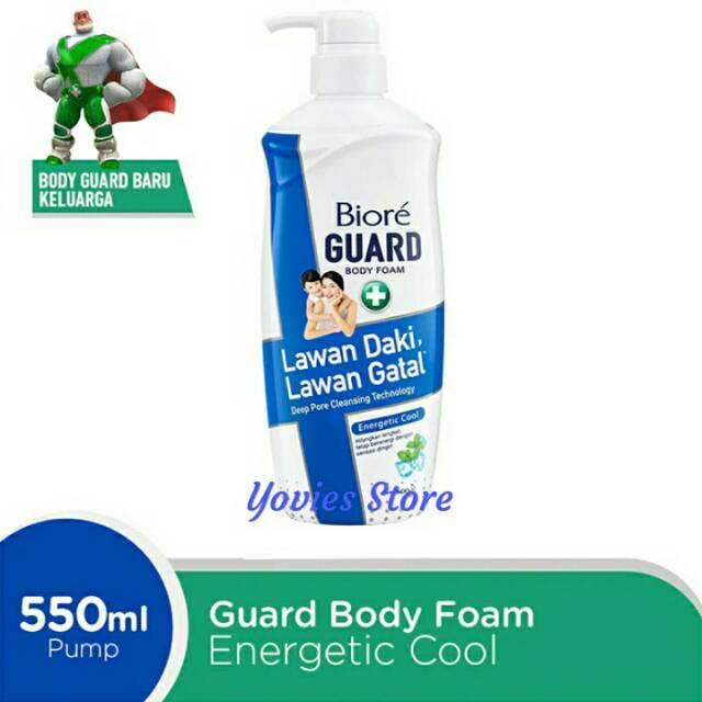 Sabun Cair Biore Body Guard Energetic Cool Botol Pump 550ml