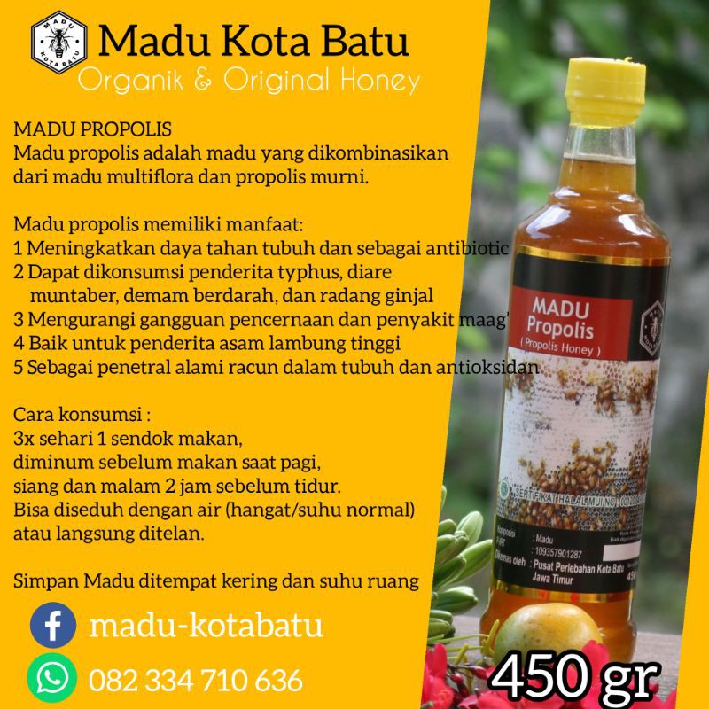 Madu Asli Propolis 2 In 1 Madu Propolis Botolkaca 450 Gr Indonesia