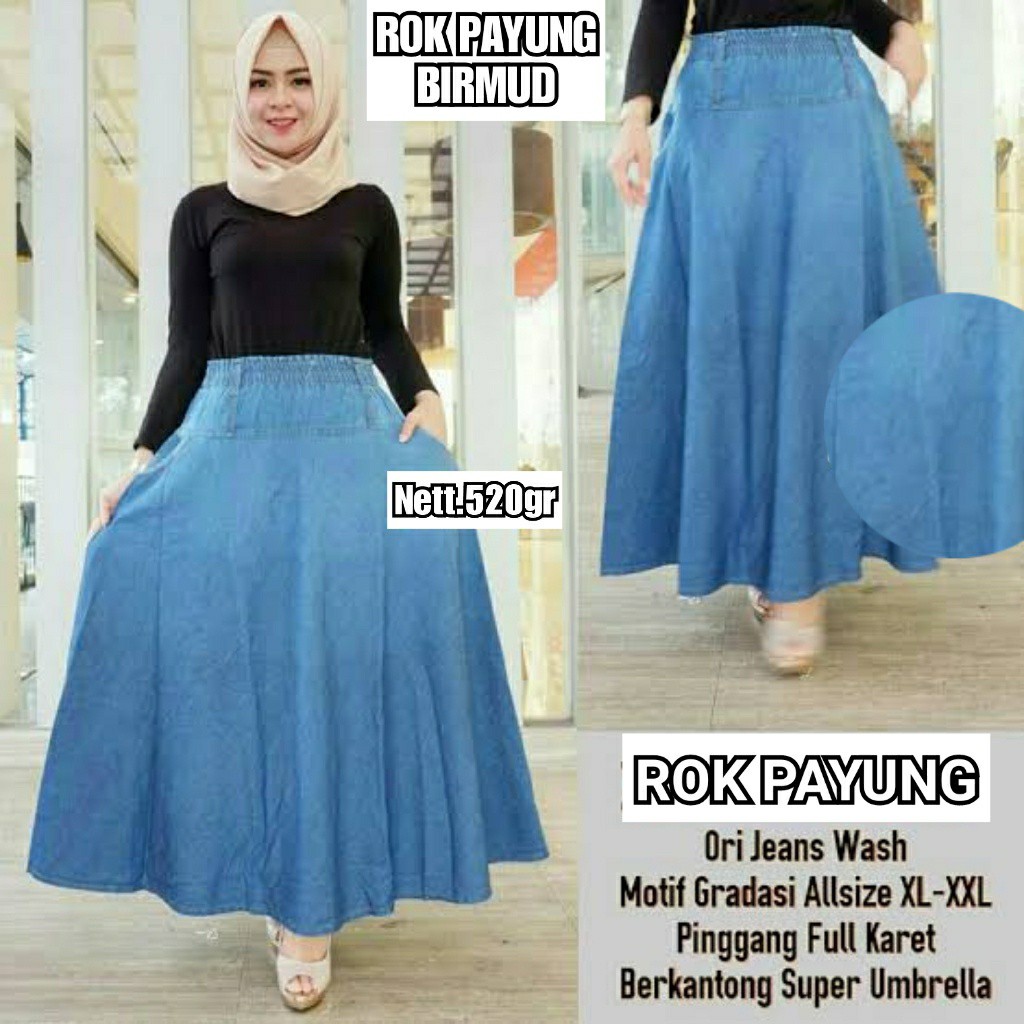 ROK PAYUNG JEANS LEBAR Rok payung A