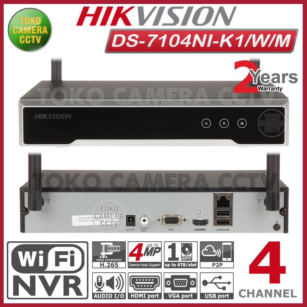 WIFI NVR 4 CHANNEL HIKVISION DS-7104NI-K1/W/M