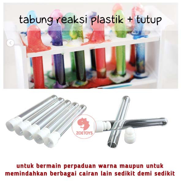 Zoetoys Tabung Reaksi Plastik + Tutup | CULTURAL SCIENCE | Test Tube | Mainan Sains Toy