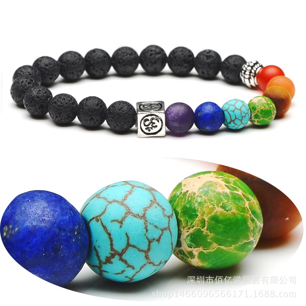 Gelang Batu Alam Energi 7 Manik-Manik Chakra Style Ohm