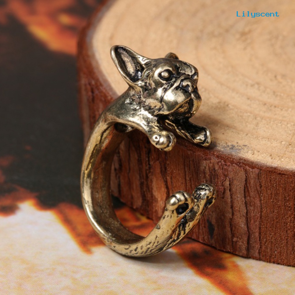 Ls Cincin Terbuka Adjustable Model Anjing Pitbull Gaya Retropunk Untuk Unisexpriawanita