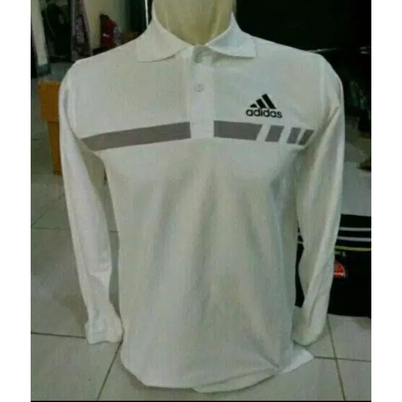Kaos Kerah - Polo Shirt - Lengan Panjang Pria Adidas Strip