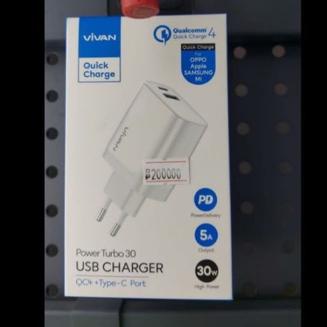 VIVAN QUALCOMM QUICK CHARGE 4 POWER TURBO 30 UDB CHARGER QC4 TYPE C PORT 5A OUTPUT 30 W 30W HIGH POWER