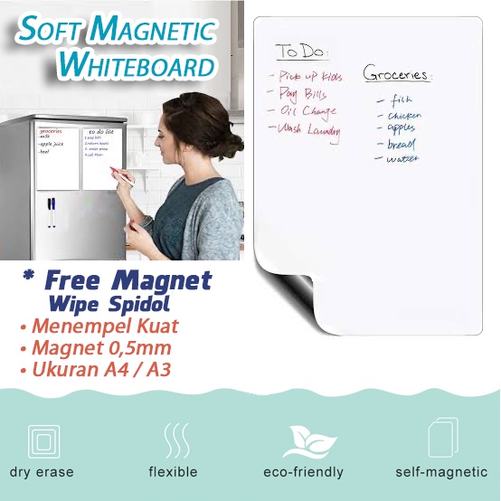 

PAPAN TULIS MAGNETIC UNTUK KULKAS UKURAN A4 A3 MAGNET WHITEBOARD TO REFRIGERATOR