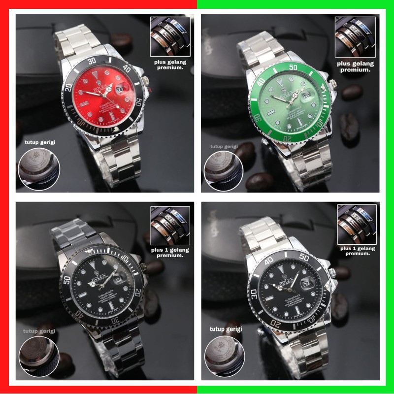JAM TANGAN PRIA ROLEX SUBMARINE RANTAI FREE GELANG COWOK ANALOG | JAM TANGAN ROLEX SUBMARINE