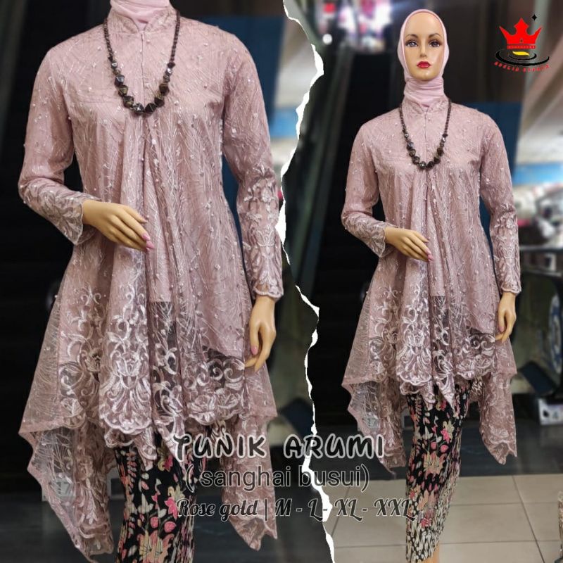 IndahKebaya | SETELAN KEBAYA SANGHAI BUSUI JUMBO / KEBAYA TILLE TUNIK /  BAJU MODERN RESLETING DEPAN