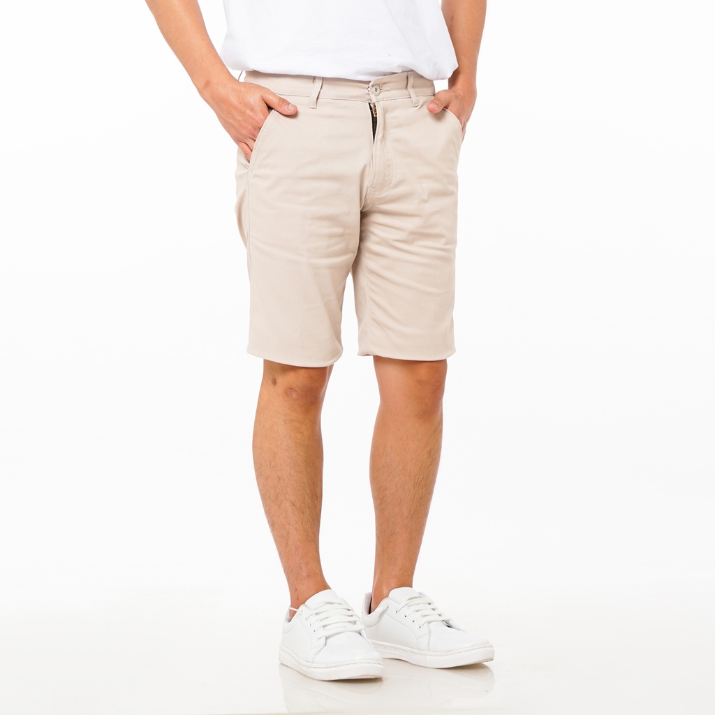 SANVANINA Celana Chino Pendek Slim fit Warna Cream - Short Harper Krem EA-026A