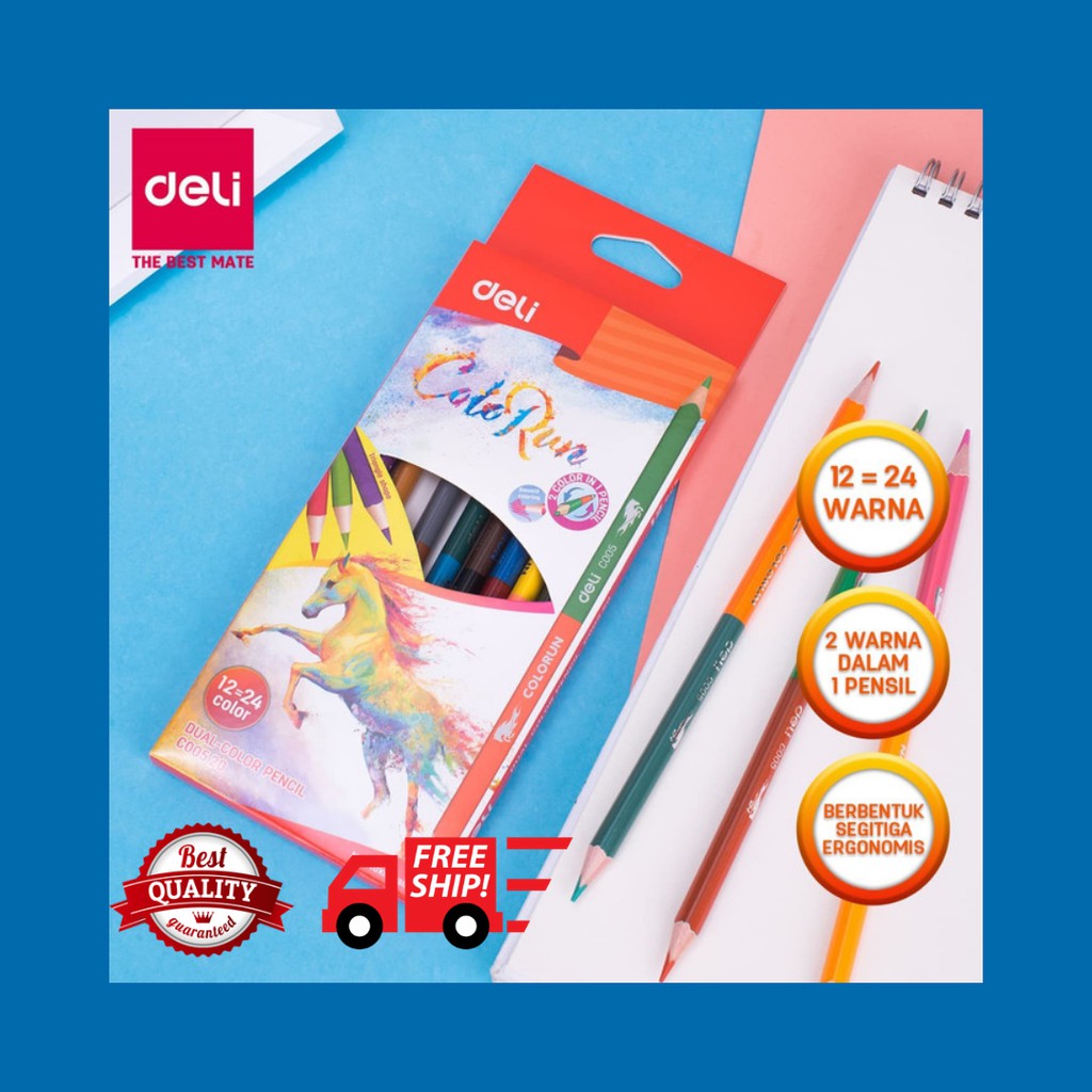 

DUAL COLOR PENCIL 12=24 DELI C00520
