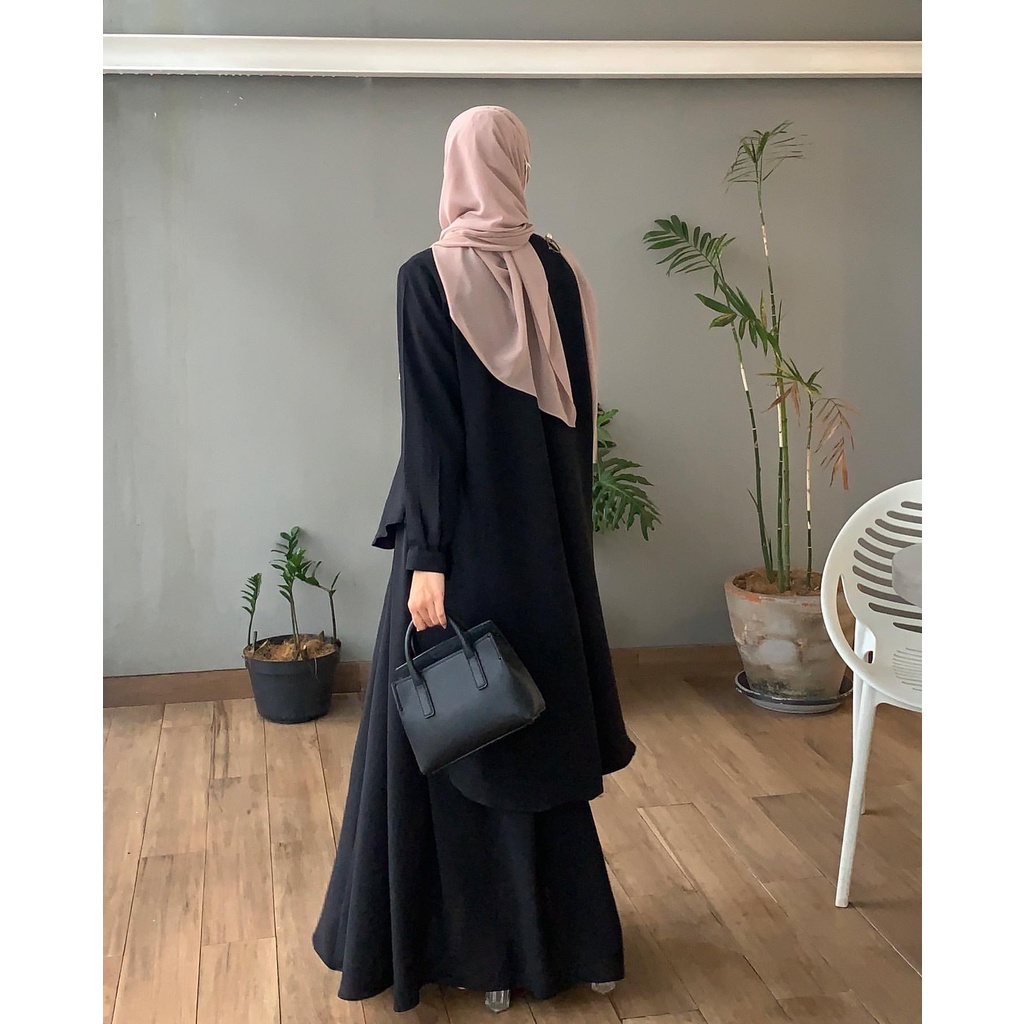 MSB 173 | One Set Kemeja Casul Lana  Setelan Rok Plain Skirt Daily Busui Wolfis Premium