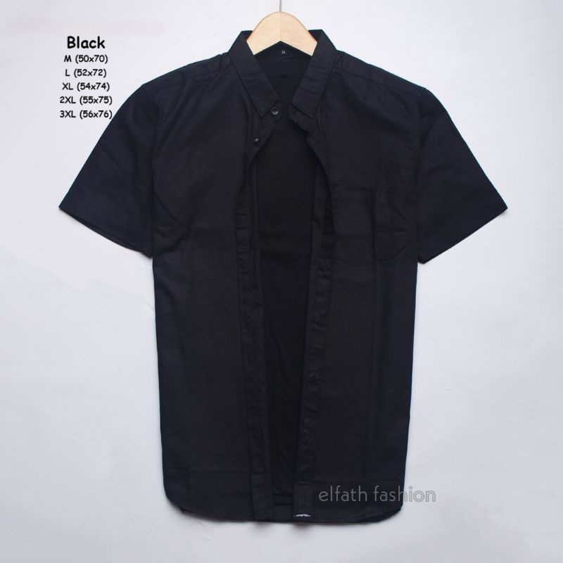 Baju Kemeja Pria Kasual Polos Hitam Putih Lengan Panjang / hem baju pria / kemeja cowok / kemeja hitam