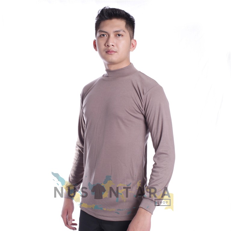 Security Polisi Satpam Kaos Polos Tangan Panjang Kerah Tinggi Warna Coklat Kaos Satpam Security