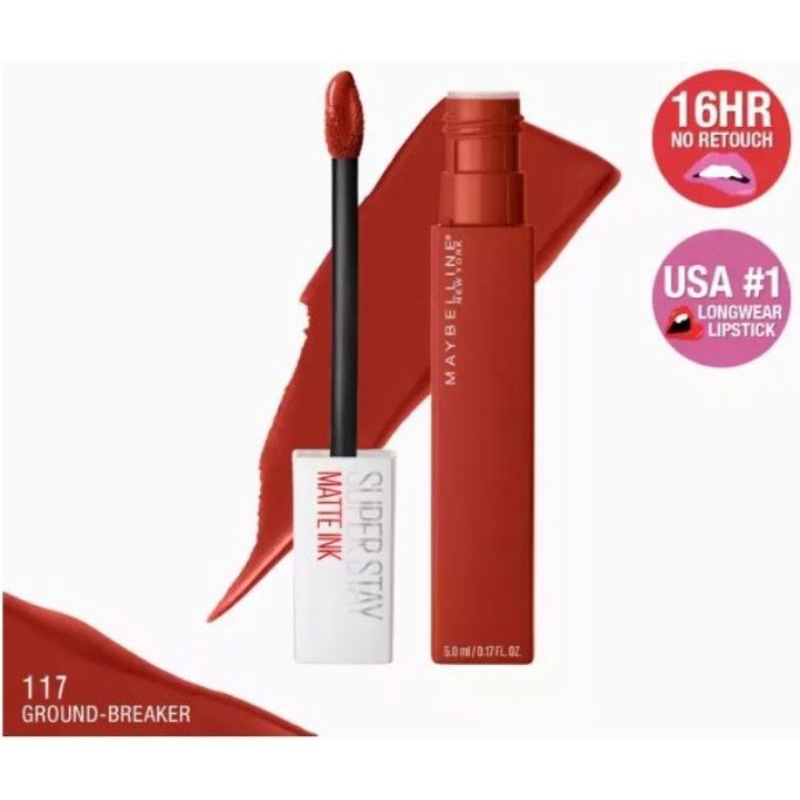 MAYBELLINE SUPERSTAY Matte Ink - 117 GROUND BREAKER | ❤ jselectiv ❤ Lip Cream Tahan 16 Jam MAYBELLINE - ORI✔️BPOM✔️MURAH✔️COD✔️